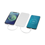 Adhil 10.000 mAh 10W recycled plastic power bank with 2 built-in cables