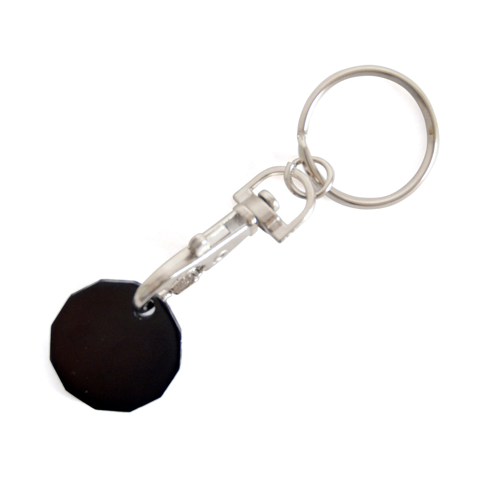 Branded Aluminium 12-sided GBP Trolley Coin On Trigger Clip + Split Ring