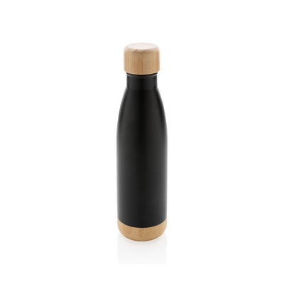 Vacuum stainless steel bottle with bamboo lid and bottom