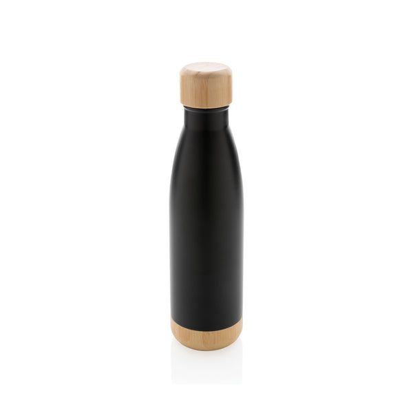 Vacuum stainless steel bottle with bamboo lid and bottom