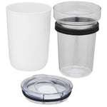 Branded Bello 420 ml glass tumbler with recycled plastic outer wall