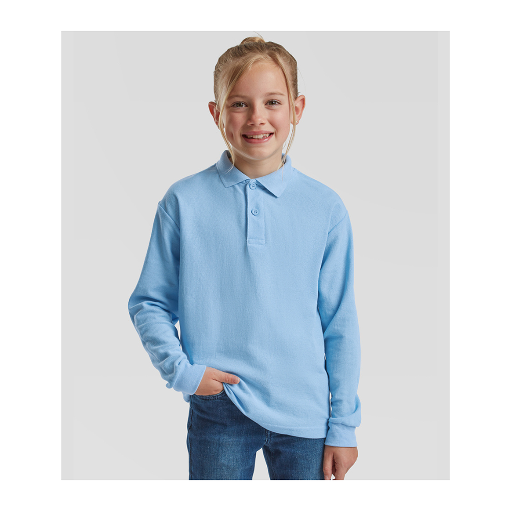 Fruit of the Loom Kids Long Sleeve Poly/Cotton Piqué Polo Shirt