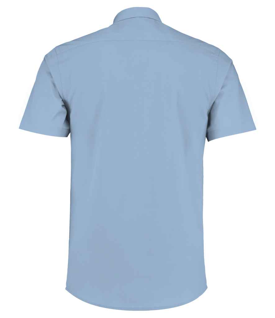 Kustom Kit Short Sleeve Tailored Poplin Shirt Light Blue