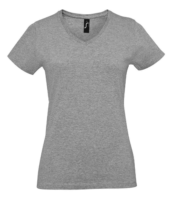 SOL'S Ladies Imperial V Neck T-Shirt Grey Marl