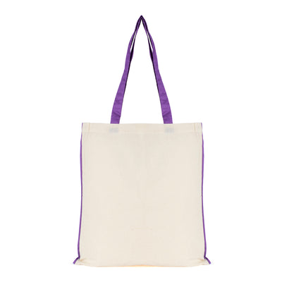 Branded 5oz NATURAL cotton shopper bag with piping trim + handles