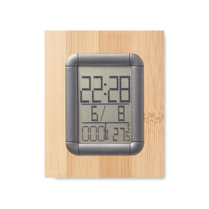 Branded Bamboo penholder and LCD clock