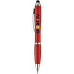 Nash stylus ballpoint pen with coloured grip in red with branding down the barrel