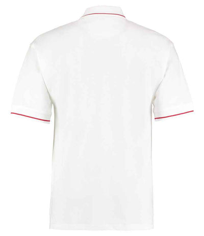 Kustom Kit St Mellion Tipped Cotton Piqué Polo Shirt White/Red