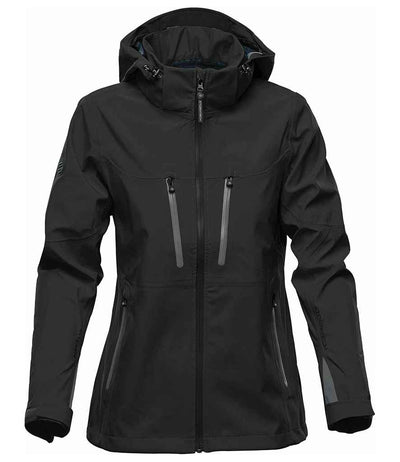 Stormtech Ladies Patrol Hooded Soft Shell Jacket Black/Carbon