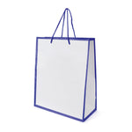 Branded Newquay White Paper Bag with trim and contrasting rope handles