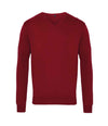 Premier Knitted Cotton Acrylic V Neck Sweater Burgundy