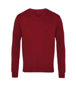 Premier Knitted Cotton Acrylic V Neck Sweater Burgundy
