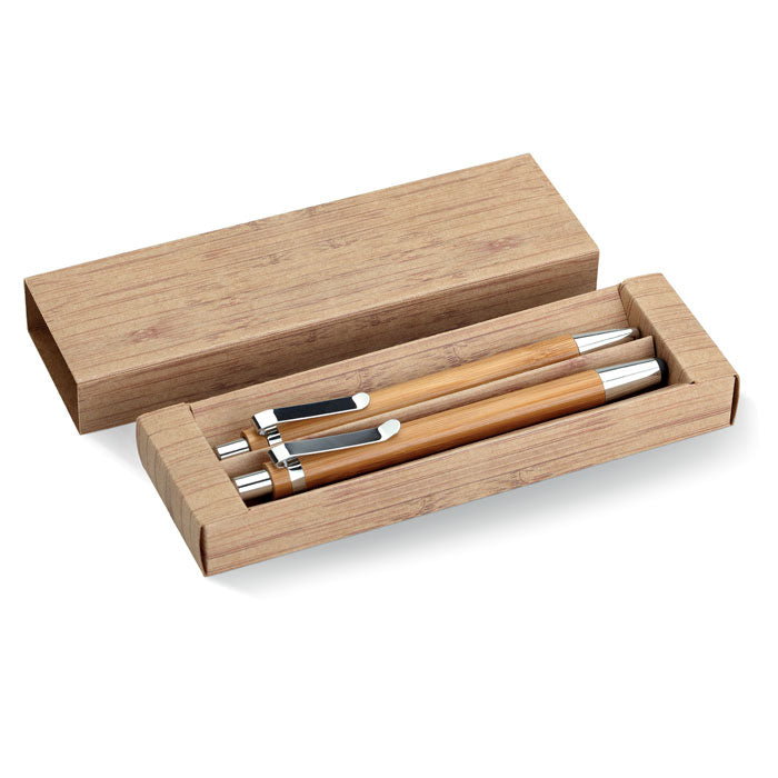Branded Bamboo pen and pencil set