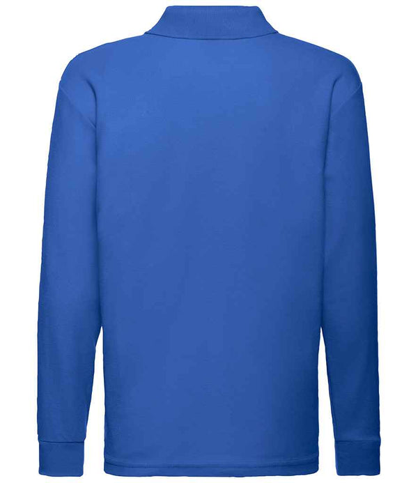 Fruit of the Loom Kids Long Sleeve Poly/Cotton Piqué Polo Shirt Royal Blue