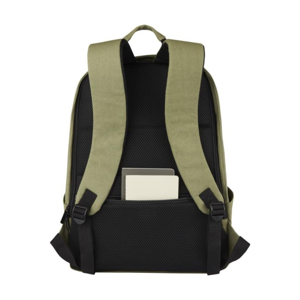 Branded Joey 15.6" GRS recycled canvas anti-theft laptop backpack 18L