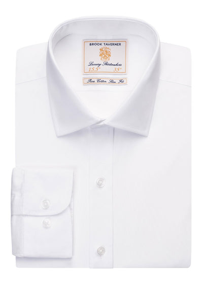 Branded Brook Taverner Chelsea Slim Fit Shirt Cotton Poplin
