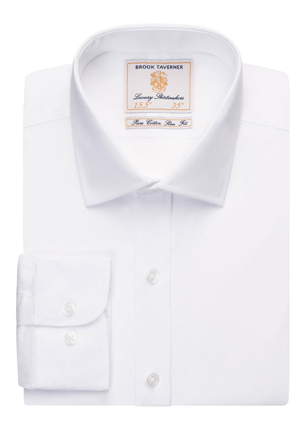 Branded Brook Taverner Chelsea Slim Fit Shirt Cotton Poplin