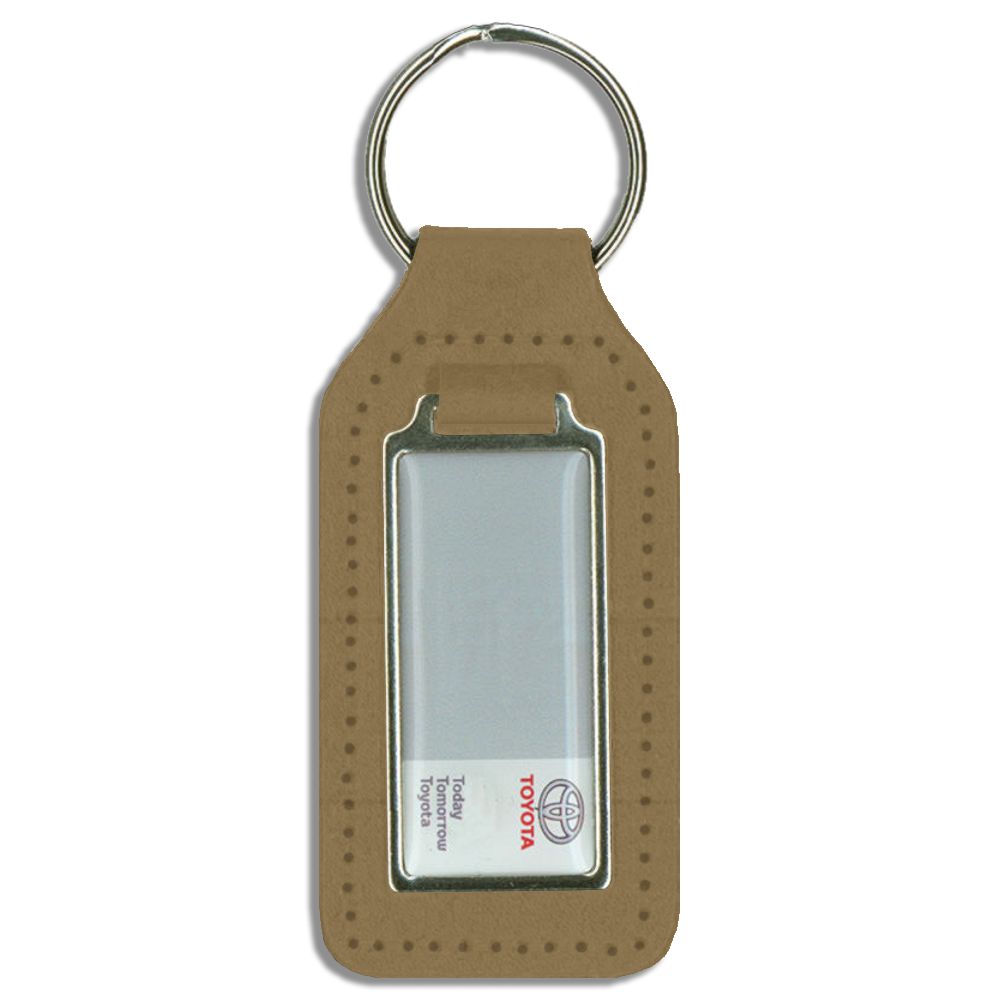 Branded Long Square Shaped Keyfob with Domed Medallion