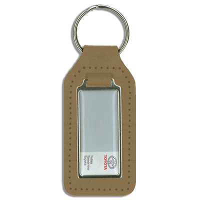 Branded Long Square Shaped Keyfob with Domed Medallion
