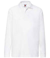 Fruit of the Loom Kids Long Sleeve Poly/Cotton Piqué Polo Shirt White
