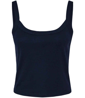 Bella Ladies Micro Rib Spaghetti Strap Tank Top Solid Navy Blend