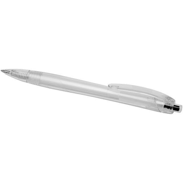 Honua recycled PET ballpoint pen with transparent barrel and black push button