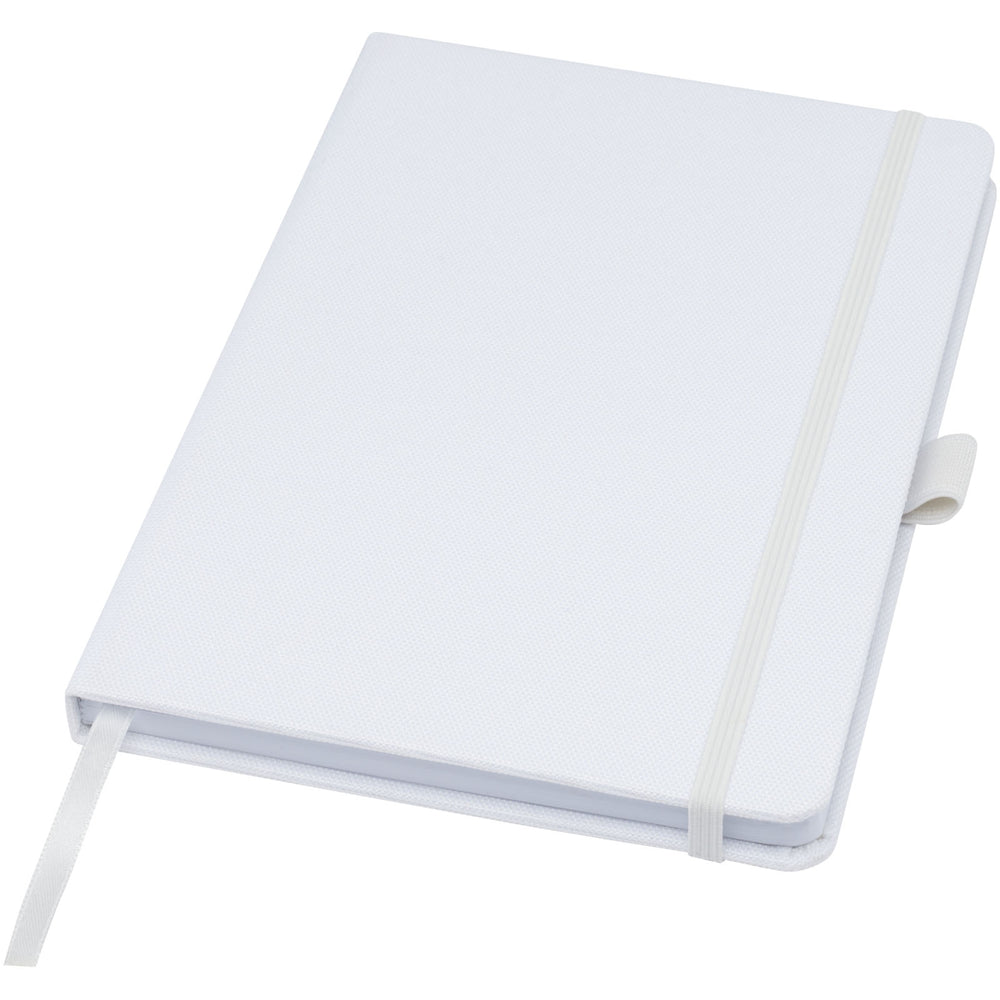 Branded Honua A5 recycled paper notebook with recycled PET cover