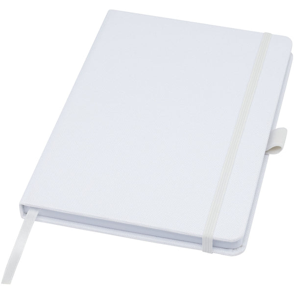 Branded Honua A5 recycled paper notebook with recycled PET cover