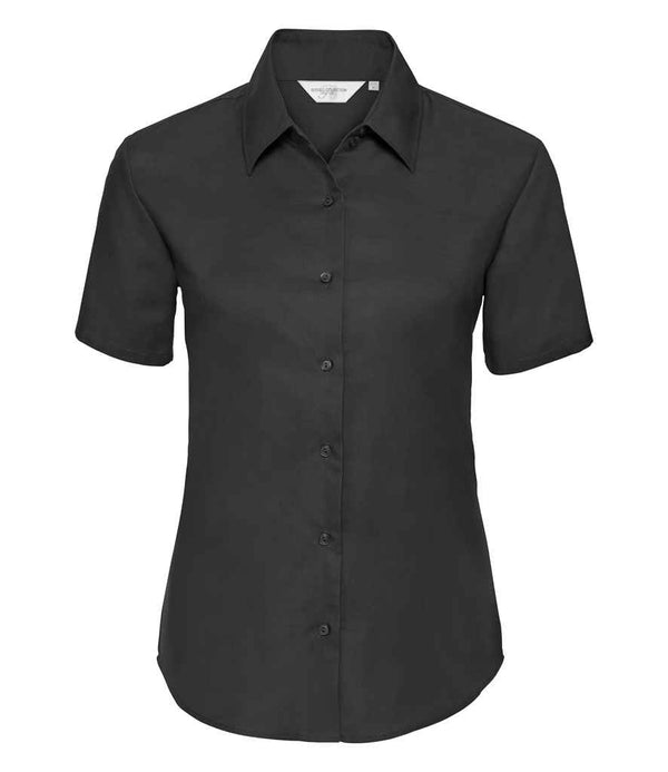 Russell Collection Ladies Short Sleeve Easy Care Oxford Shirt