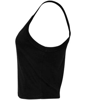 Bella Ladies Micro Rib Spaghetti Strap Tank Top Solid Black Blend