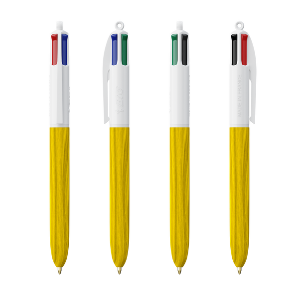 BIC® 4 Colours Wood Style, White/Yellow