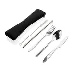 Branded 4 PCS stainless steel re-usable cutlery set
