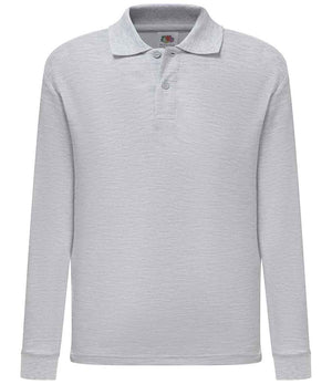 Fruit of the Loom Kids Long Sleeve Poly/Cotton Piqué Polo Shirt Heather Grey