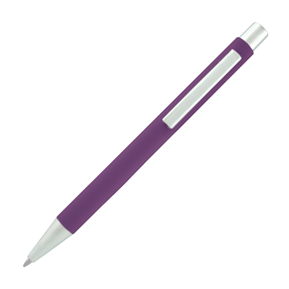 Branded TRAVIS SOFT FEEL ball pen with chrome trim