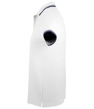 SOL'S Pasadena Tipped Cotton Piqué Polo Shirt White/Navy