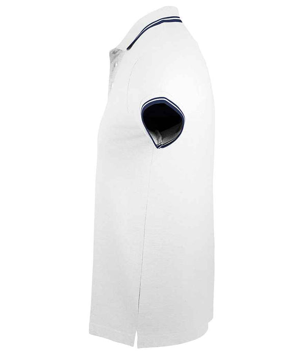 SOL'S Pasadena Tipped Cotton Piqué Polo Shirt White/Navy