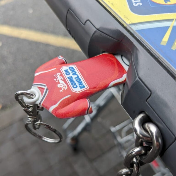 Football Shirt Shaped Trolley Coin Keyring