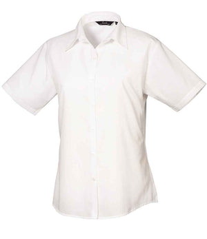 Premier Ladies Short Sleeve Poplin Blouse White