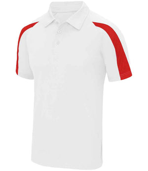 AWDis Cool Contrast Polo Shirt Arctic White/Fire Red