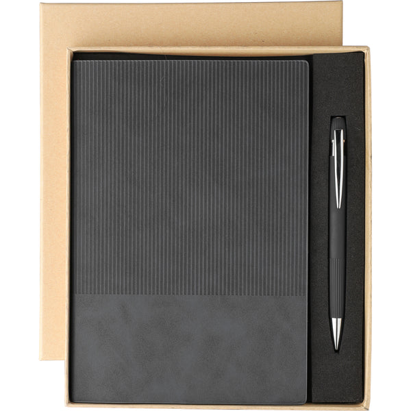 The Tarek - Recycled PU notebook with ballpen gift set (approx. A5)
