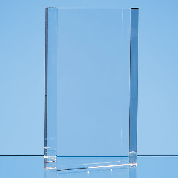 Branded 17cm x 10cm Optical Crystal Rectangle Award, H or V