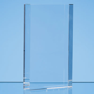 Branded 17cm x 10cm Optical Crystal Rectangle Award, H or V