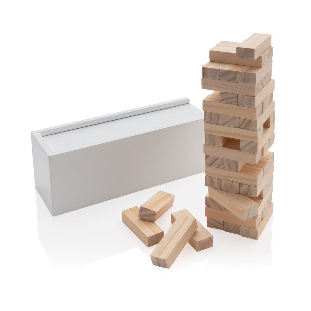 Branded Deluxe tumbling tower wood block stacking game