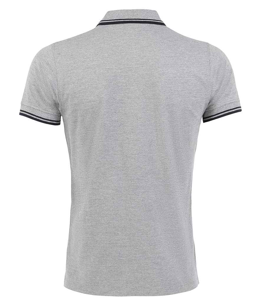 SOL'S Pasadena Tipped Cotton Piqué Polo Shirt Heather Grey/Navy