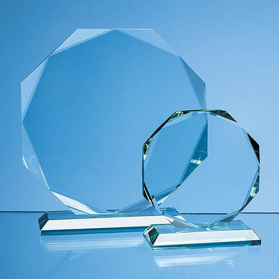 19cm x 19cm x 15mm Jade Glass Facetted Octagon Award