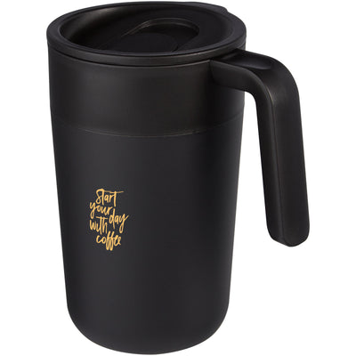 Branded Nordia 400 ml double-wall recycled mug
