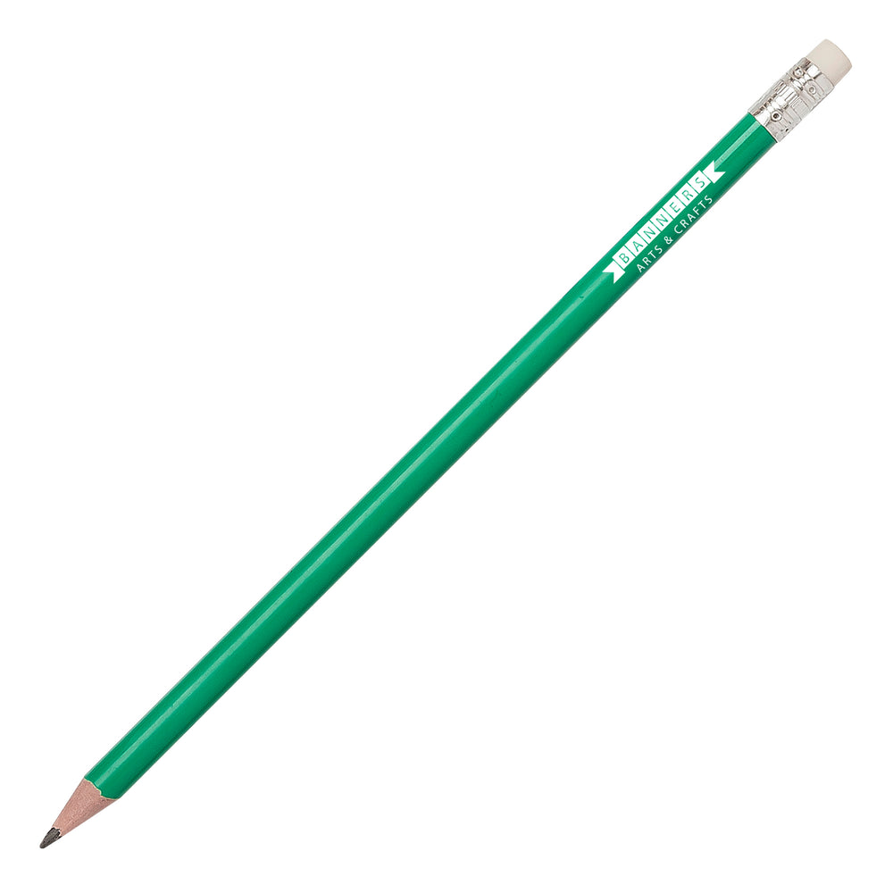 Branded Recycled Plastic Pencil sharpened rubber tipped