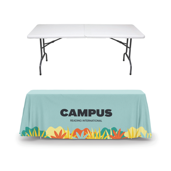 Printed Tablecloth & Folding 6ft Exhibition Table Bundle