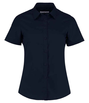 Kustom Kit Ladies Short Sleeve Tailored Poplin Shirt Dark Navy
