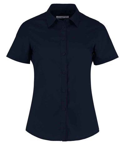 Kustom Kit Ladies Short Sleeve Tailored Poplin Shirt Dark Navy